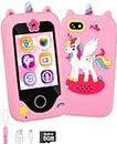 Dhapy Kids Smart Phone for Girls, Unicorns Christmas Birthday Gifts for Girls Age 3-8, MP3 Music Player with Dual Camera, Toddler Touchscreen Phone Learning Toy