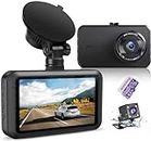 Dash Cam Front and Rear with Card FHD 1080P 3”IPS Screen Dual Camera Dash Cams DVR Car Driving Recorder 170°Wide Angle HDR Dashboard Camera Night Vision Parking Mode Motion Detection Loop Recording