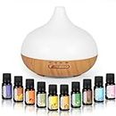 Worve Essential Oil Diffuser 500ML,Ultrasonic Aromatherapy Diffuser Mist Humidifiers,Humidifier with 14 Color Lights for Large Room, 4 Timer Setting, Auto Shut-Off for Office Home Bedroom Living