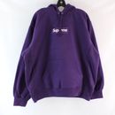 Supreme Box Logo FW23 Embroidered Brushed-Back Fleece Hoodie in Dark Purple - L