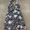 AGB Dress Women's Size 6 Black White Sleeveless V-Neck Floral Print Cotton Blend