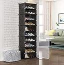 Oumffy Portable Shoe Rack Organizer 30 Pair Tower Shelf Storage Cabinet Stand Expandable for Heels, Boots, Slippers, 10 Tier Black, Plastic