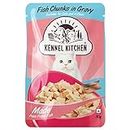 Kennel Kitchen Wet Cat Food for Adults and Kittens, Fish Chunks in Gravy, 12 Pouches (12 X 80 GMS)