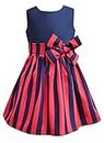 A.T.U.N. (ALL THINGS UBER NICE) Girl's Polyester Fit and Flare Knee-Length Casual Dress (GDRS DBW_Navy-Red_5-6 Years)