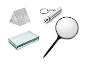 ERH India Science Experiment DIY Kit 50 X 50 X 50 mm Equilateral Glass Prism, Glass Slab, Laser Light and 4 Inch Magnifier Glass for DIY Projects Kits