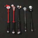 5pcs/set Animated Movie The Nightmare Before Christmas Makeup Brushes, Jack Skellington Skull Cosplay Props Beauty Tool Set, Delicate Perfect Thoughtful Valentine's Day Halloween Gifts
