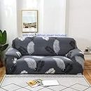 MAKHAI Universal Three Seater Sofa Cover Big Elasticity, Protective, Flexible Stretch, Spandex & Polyester Sofa Slipcover with 1 Piece Cushion Cover Included (Three Seater, 185-230cm, Dark Grey Fern)