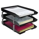 Acrimet Traditional Letter Tray 3 Tier Front Load Plastic Desktop File Organizer (Black Color)
