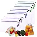 COSMIIC GREENS 12 Pc Pack (S-4 / M-4 / L-4) Reusable Vegetable Storage Fridge Bags Of 3 Sizes, Lightweight, Washable, Storage For Fruits, Vegetables, Toys, Groceries PLUS Kitchen And Home Organizer