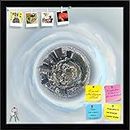 ArtzFolio Planet Earth with City | Bulletin Board Notice Pin Board | Vision Soft Board Combo with Thumb Push Pins & Sticky Notes | Black Frame | 20 x 20 inch (51 x 51 cms)