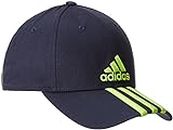 Adidas JOZ40 Training Wear, 6P, 3-Stripes Cotton Cap, Unisex, Midnight Gray F15/Solar Yellow/Solar Yellow, 57-60