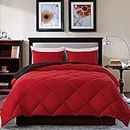 Decroom Lightweight King Comforter Set with 2 Pillow Sham - 3 Pieces Set - Quilted Down Alternative Comforter/Duvet Insert for All Season - Red/Black - King Size