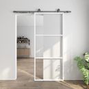 36In X 84In Glass Barn Door with 6FT Hardware Kit & Soft Close, Clear Tempered G