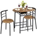 Modern Round Dining Table Set Small Table and Chairs for 2 with Steel Legs