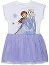 Disney Frozen Toddler Girls Short-Sleeve All-Over Print Summer Dress 3T White/Purple