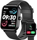 Smart Watch for Men Women with Bluetooth Call,Alexa Built-in,1.8" DIY Dial Fitness Tracker with Heart Rate Sleep Monitor 100 Sports Modes IP68 Waterproof Smartwatch for Android iOS(Black)