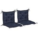 Outsunny Set of 2 Garden Chair Cushions Comfortable Seat Pad with Backrest for Sunbeds, Rocking Chairs, Loungers for Outdoor & Indoor Use, Dark Blue