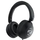 Zebronics Boom Wired Headphone, Over Ear, in-Line MIC, Foldable, 1.5 Meter Cable, for 3.5mm (Mobile | Tablet | Laptop | MAC), Soft Cushion, 40mm Drivers (Black)