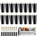 Maitys 16 Pieces 4 Inch Round Solid Furniture Legs Furniture Wooden Replacement Feet Chair Dresser Couch Legs Table Cabinet Sofa Legs Footstool DIY Projects for Home (Black)