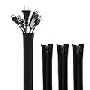 CableCreation Cable Management Sleeve,4Pack Cord Management Sleeves with Zipper and Bundling Ties for TV/Computer/Home Entertainment Cable Wrap Cover Organizer (19-20 Inch/Black)
