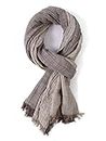 GERINLY Two Tone Scarf Fringe Casual Shawl for Men Nomad Desert Wrap Fashion Male Scarf Winter Cotton Linen Hijab for Gift(Brown)