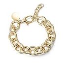 CIUNOFOR CZ Bracelet for Women Girls Wide Cuban Curb Link Bracelet Silver Rose Gold Plated 9.5 Inches Stainless Steel Chain