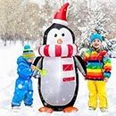 2.43M Christmas Inflatable Penguin with LED Lights Decoration，Cute Christmas Indoor Outdoor Blow up Decoration-WM-16