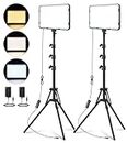 Unicucp 2 Pack LED Video Photography Lighting Kit 22W with 62.99-inch Tripod Stand, 2500-8500K Studio Lights for Live Streaming/Social Media Video Recording/Makeup/Content Creation/Photo Shoot