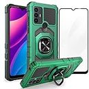 Ailiber for TCL 30 SE Case, TCL 305/306/30E/30 SE Phone Case with Screen Protector, Ring Kickstand for Magnetic Car Mount Military Grade, Heavy Duty Shockproof Protective Cover for TCL 30SE-Green