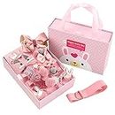 Kashish's Princess Cartoon Hair Clip, Headband Set Gift Box For Baby Girls (Dark Pink) - Set of 18 Pieces