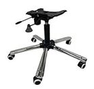 OFFICE SEATING Revolving Office Chair Base 26 inch Heavy Steel Base Compatible for Gaming/Office/Study Chair Base, Universal Size (with White Black Wheel & 120 mm Power Hydraulic & Push Back Plate)