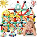 Sky Tech® Magnetic Sticks Building Blocks for Kids Toys for Girls Magnetic Toys for Boys Age 3 Year Old Educational Stem Learning Magnet Stick with Balls Game Set (84 Pcs Magnetic Sticks-Ball)