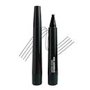 Qarth Designers Waterproof 4 Points Microblading Eyebrow Pen with a Micro-Fork Tip Applicator Creates Flawless Natural Looking Eyebrows SmudgeProof Eyebrow Pencil (Black)