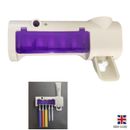 UV Toothbrush Sterilizer Wall Mount Toothpaste Dispenser Holder Home Cleaner UK 