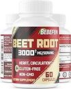 BEBEFEN Beet Root Capsules 3000mg - Herbal Extract for Heart Health, Energy Production, Body Balance & Digestive System - Non-GMO, Gluten Free
