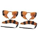 minkissy 2 Sets Fox Ears Headband Set Cosplay Fur Cat Tail Costume for Women Fox Cosplay Headband Fox Ears Tail Collar Paws Furry Mask Fursuits Foxes Cosplay Tail Fabric Scarf Miss The Cat