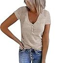 eguiwyn Y2k Tops Women Work Clothes Clearance Fitted Tops for Women 2023 Offers and Discounts Today Plus Size v Neck Sweatshirt Cute Cheap Clothes Ladies Summer Tops and Blouses 2024(3-Beige,M)