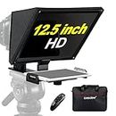 Desview Official T12 Aluminum Alloy Teleprompter for iPad/Tablet/Smartphone/Cameras/DSLR with Remote Control,Beam Splitter 70/30 Glass,No Assembly Required,Collapsible with Carry Case (Black)
