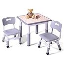 LAYAONE Kids Table and 2 Chairs Set - Height Adjustable Toddler Study Table and Chair Set, Kid Size for Ages 3-8 Children - Graffiti Desktop, Easy to Wipe/Arts & Crafts - Homes/Classrooms/Daycare