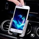 SUNCARACCL Bling Car Phone Holder Mini Dash Air Vent Automatic Phone Mount Universal 360°Adjustable Crystal for Women and Girls (White)