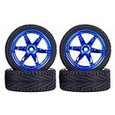 KEEDA 4 neumáticos RC 1:10 y llantas de plástico para 1/10 Traxxas HSP HPI Tamiya RC On Road Touring Racing Drift Car (azul)