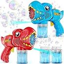 Dino Bubble Guns for Kids - 2 Pack - Bubbles Gun, Blaster, Blower, Maker, Machine for Boys & Girls- Cool Outdoor Dinosaur Toys for Toddlers - Birthday Gifts for Ages 3 4 5 6 7 8 Year Old Kid Toy