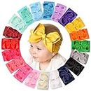 20pcs 6 Inches Baby Girls Big Bows Headbands Elastic Nylon Hairbands Turban Hair Accessories for Newborns Infants Toddlers and Kids