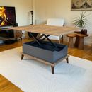 Lift top coffee table 6 in 1, Walnut table, Extendable coffee table, Anthracite