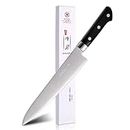 CHUYIREN Japanese Chef Knife 9.5inches, Professional Gyuto Chef Knife for Daily Use, High Carbon Stainless Steel Sharp Sashimi Knife with Ergonomic Black Handle, Sushi Knife for Household