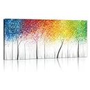 FajerminArt Large Framed Canvas Wall Art Abstract Colorful Tree Blossom Pictures Painting on Canvas Prints for Living Room Bedroom Bathroom Kitchen Hallway Ready To Hang 20" x 48"/ 120cm x 50cm