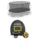 Springfree Trampoline 12' x 19' Jumbo Oval Trampoline and Outdoor Basketball Hoop FlexrHoop Accessory Attachment with Adjustable Backboard, Black