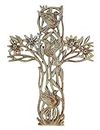 Garden of Lifeeyesen Wall Cross - Rustic Carved Wood Look Flowers and Doves Decorative Spiritual Art