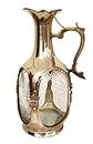 Akriti Brass Art Wares Wine Bottle Old Monk Antique Brass Bottle Vintage Look (15.5 cm x 10 cm x 24.5 cm, Golden) 1000 ml Bottle Pack of 1 Bar Accessories Bar décor Utility Gift Decorative Bottle