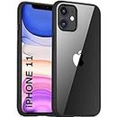 TheGiftKart Ultra-Hybrid Crystal Clear Back Case Cover for iPhone 11 Back Cover Case|Slim Fit Shockproof Design|Camera Protection Bump|Transparent Back Cover Case for iPhone 11 (PC,TPU|Black Bumper)